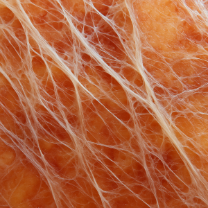 Makroaufnahme von Fasziengewebe mit klar sichtbarer kollagener Netzstruktur.