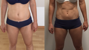 Vorher-Nachher Transformation durch Sport und Diät unterstützt durch Triple MG Magnesium im Fitlab Stuttgart.