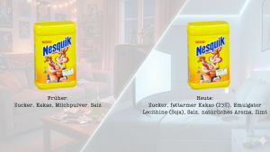 Nesquik Kakaopulver Inhaltsstoffe früher und heute – Zunahme von Emulgatoren, Lecithinen und künstlichen Aromen.