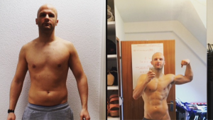 Vorher-Nachher Vergleich der körperlichen Transformation von FITLAB Gründer Daniel Striffler.