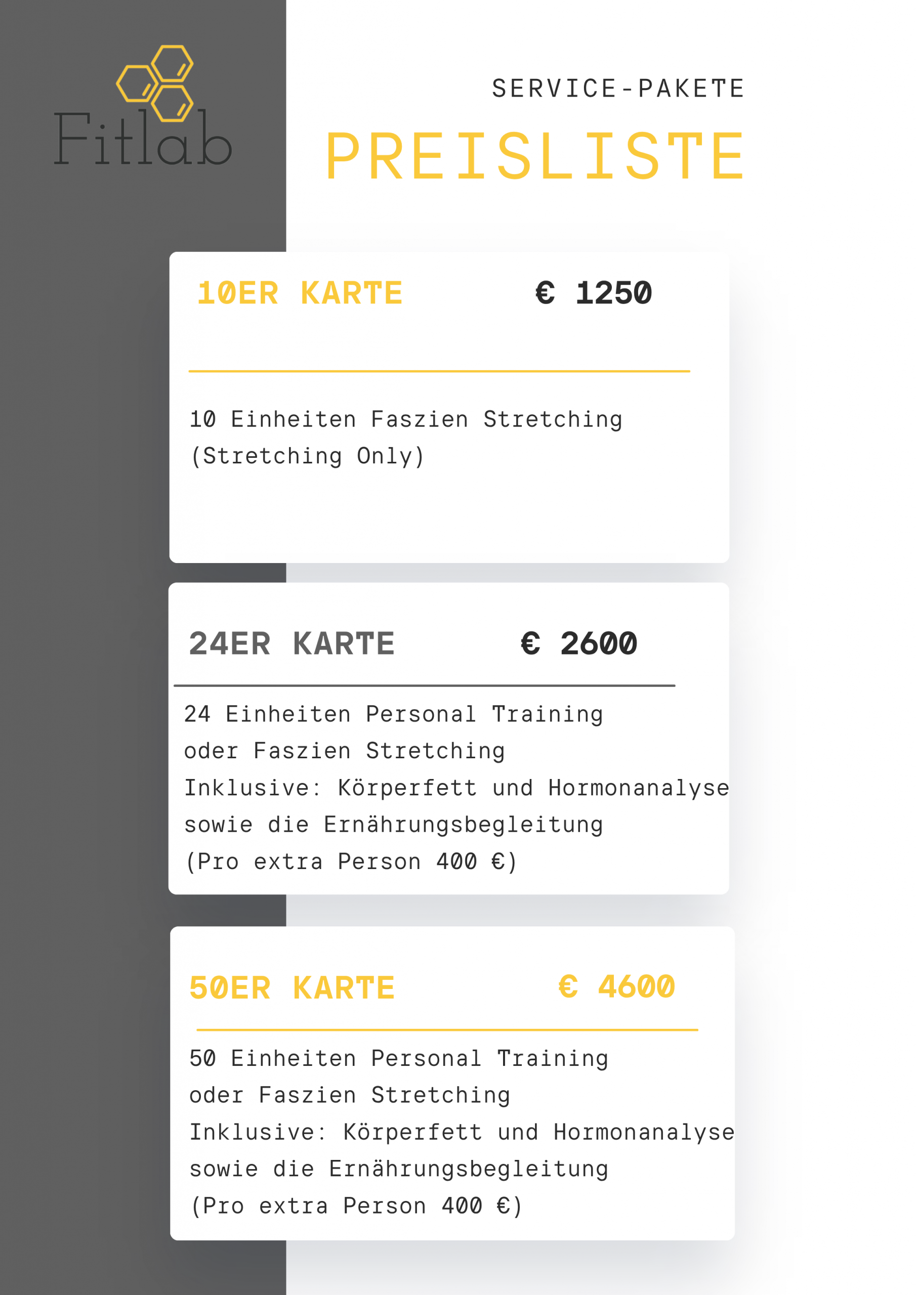 Fitlab Stuttgart Preisliste – Service-Pakete